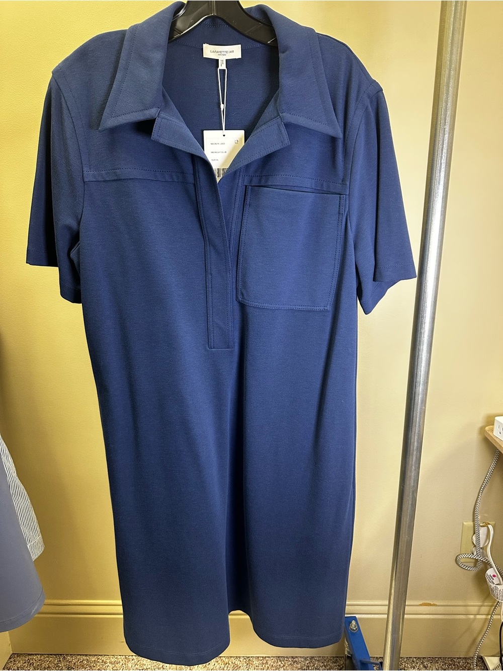 Lafayette 148 New York Navy Polo Midi Dress